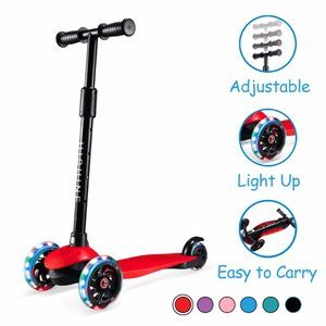 Kick Scooter for Kids with 3 Light Up Wheels and Adjustable Height for 2-7 Yea